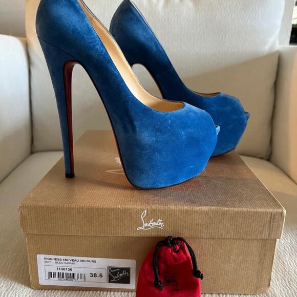 Christian Louboutin Shoes - Christian Louboutin Highness 160 Veau Velours Blue Sapphire